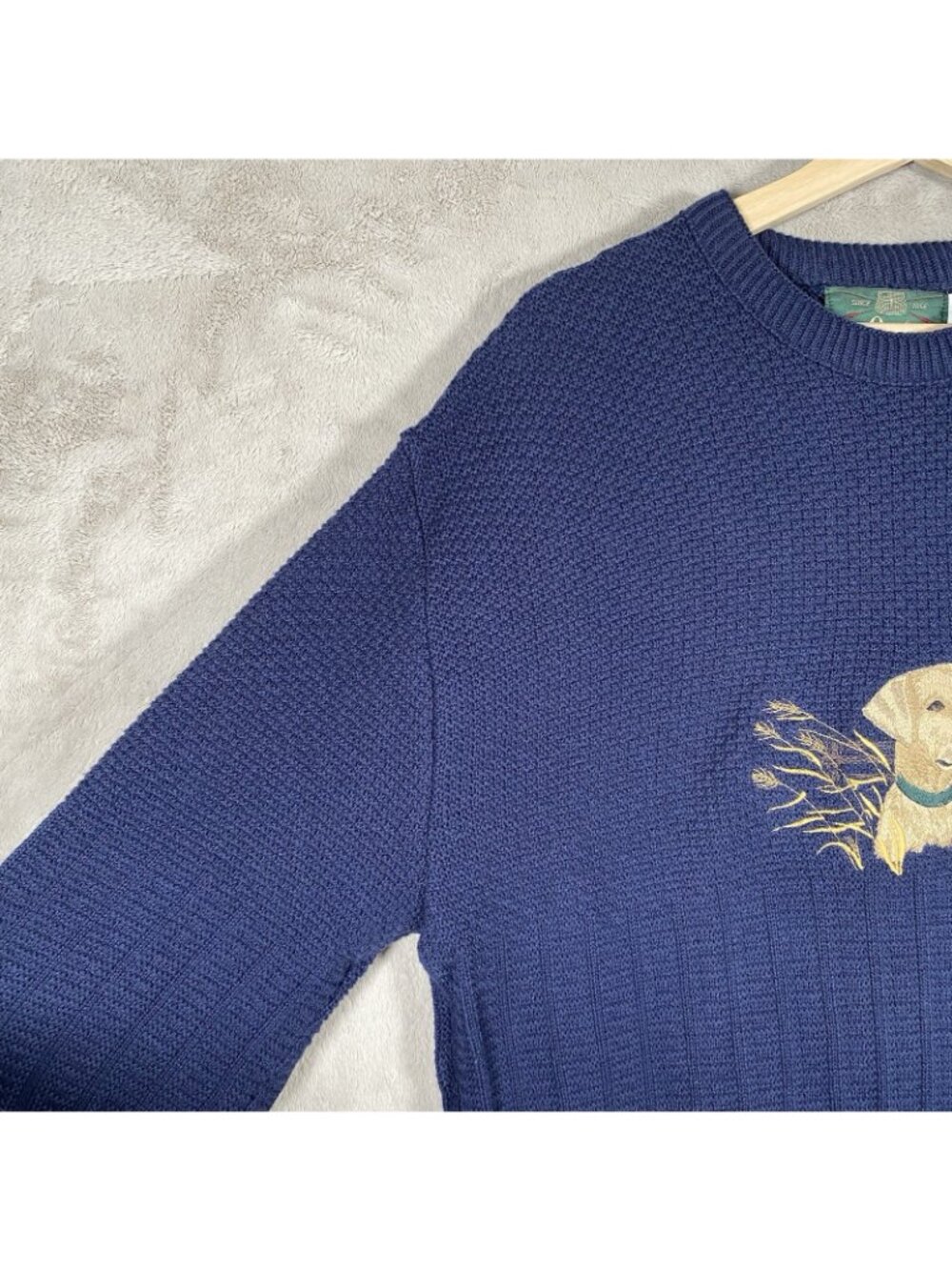 Vintage Orvis Sweater Men's L Dog Embroidery Labrador Retriever Navy Hunting - Picture 6 of 14